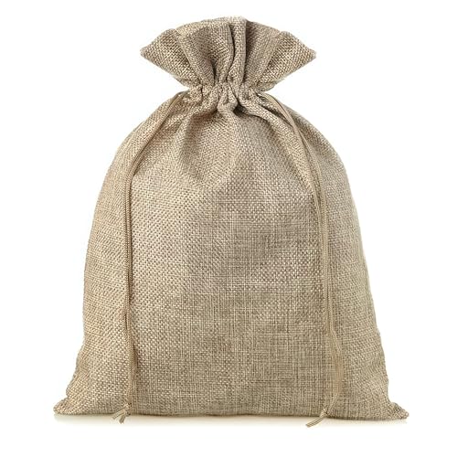 SAKETOS Jute Säckchen Jute Säckchen Jutesack Groß Stoffsäckchen mit Zugband Jute Beutel Mittelgroß Säckchen Stoffbeutel Jutesäckchen Geschenkbeutel Säckchen 1 Stück I 40 x 55 cm – Naturfarbe von SAKETOS
