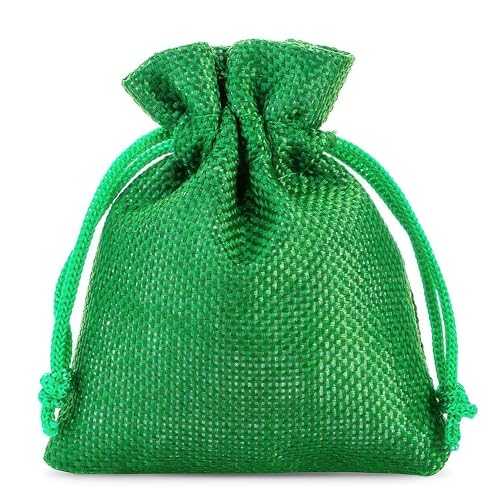 SAKETOS Jutesäckchen 10 Stück Jute Säckchen Jutesack Klein Stoffsäckchen mit Zugband Jute Beutel Kleine Säckchen Kleine Stoffbeutel Jutesäckchen Geschenkbeutel Säckchen I 12 x 15 cm – Grün von SAKETOS
