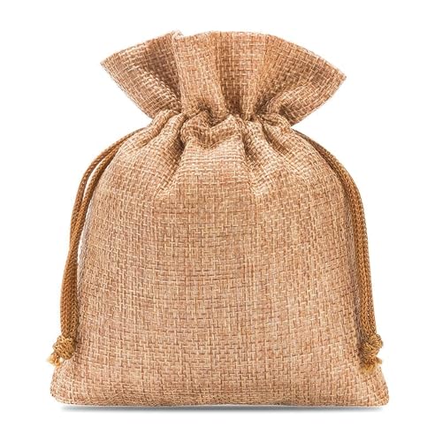 SAKETOS Jutesäckchen 10 Stück Jute Säckchen Jutesack Klein Stoffsäckchen mit Zugband Jute Beutel Kleine Säckchen Kleine Stoffbeutel Jutesäckchen Geschenkbeutel Säckchen I 12 x 15 cm – Hellbraun von SAKETOS