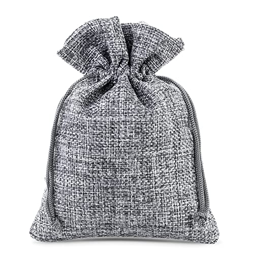SAKETOS Jutesäckchen 10 Stück Jute Säckchen Jutesack Klein Stoffsäckchen mit Zugband Jute Beutel Kleine Säckchen Kleine Stoffbeutel Jutesäckchen Geschenkbeutel Säckchen I 13 x 18 cm – Grau von SAKETOS