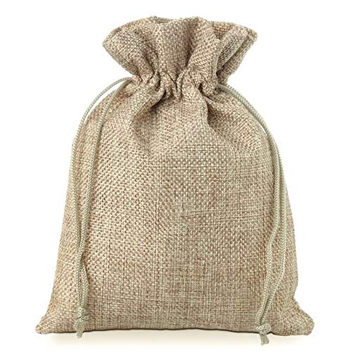 SAKETOS Jutesäckchen 10 Stück Jute Säckchen Jutesack Klein Stoffsäckchen mit Zugband Jute Beutel Kleine Säckchen Kleine Stoffbeutel Jutesäckchen Geschenkbeutel Säckchen I 13 x 18 cm – Naturfarbe von SAKETOS