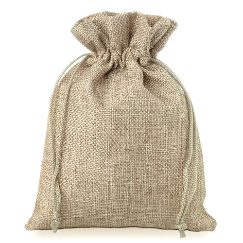 SAKETOS Jutesäckchen 5 Stück Jute Säckchen Jutesack Klein Stoffsäckchen mit Zugband Jute Beutel Mittelgroß Säckchen Stoffbeutel Jutesäckchen Geschenkbeutel Säckchen I 15 x 20 cm – Naturfarbe von SAKETOS