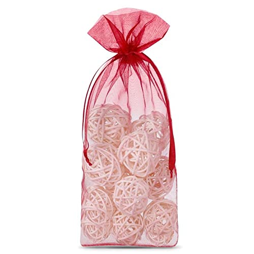SAKETOS Organzasäckchen 10 Stück - Schmuckbeutel Dunkelrot - Säckchen 13 cm x 27 cm - Geschenkbeutel Durchsichtig - Ideal als Geschenksäckchen von SAKETOS