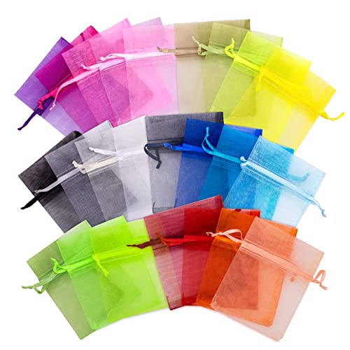 SAKETOS Organzasäckchen 10 Stück - Schmuckbeutel Farbenmix - Säckchen 18 cm x 24 cm - Geschenkbeutel Durchsichtig - Ideal als Geschenksäckchen von SAKETOS