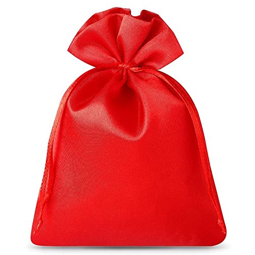 SAKETOS Satin Beutel Säckchen Stoffsäckchen mit Zugband Satinbeutel Säckchen mit Zugband Geschenkbeutel Säckchen Schmuck Beutel Geschenk Säckchen Schmuckbeutel I 10 Stück 6 x 8 cm – Rot von SAKETOS