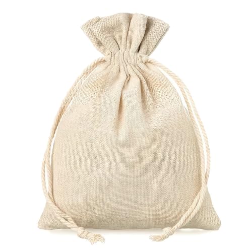 SAKETOS Stoffbeutel mit Kordelzug 15 cm x 20 cm - Leinen Säckchen 5 Stück - Stoffbeutel von Leinen - Leinen Beutel Perfekt für Jede Gelegenheit - Leinen Geschenkbeutel von SAKETOS