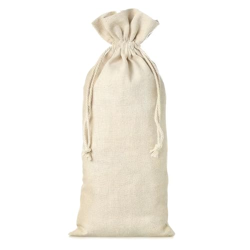 SAKETOS Stoffbeutel mit Kordelzug 16 cm x 37 cm - Leinen säckchen 1 Stück - Stoffbeutel Klein von Leinen - Leinen beutel Perfekt für Jede Gelegenheit - Leinen Geschenkbeutel von SAKETOS