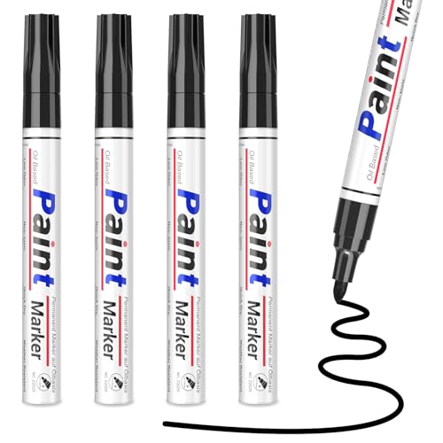 4er Pack Schwarze Lackstifte Permanent Marker – Wasserdicht Schnelltrocknend – Für Auto, Kunststoff Türkratzer, Gartenmöbel, Metall Holz Glas– Anti-Tropf Strapazierfähige Spitze 4er Pack Schwarze Lackstifte Permanent Marker – Wasserdicht Schnelltrocknend – Für Auto, Kunststoff Türkratzer, Gartenmöbel, Metall Holz Glas– Anti-Tropf Strapazierfähige Spitze von SAKEYR