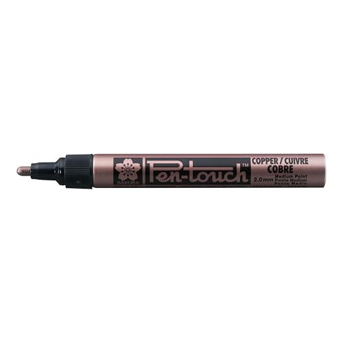 SAKURA Pen-Touch-Marker - Medium Kupfer - Pigmenttinte auf Lösungsmittelbasis - 2 mm Faserspitze - schreibt auf Metall, Glas, Holz, Kunststoff - ideal für den industriellen Einsatz von SAKURA