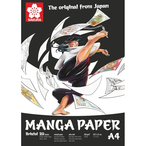 Manga Paper, Sacura, Bristol 20, 250 g/m2, A4, 20 Blatt von SAKURA