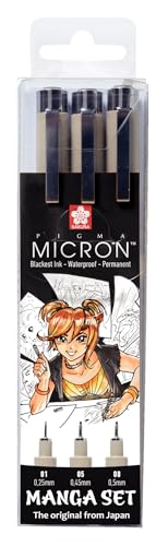 SAKURA Filzstift Pigma Micron Manga Set 3er schwarz von SAKURA