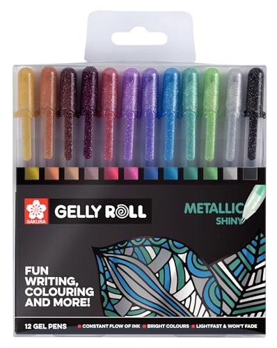 SAKURA Gelly Roll Metallic Gelstifte im 12er-Set, verschiedene Farben | Stifte zum Schreiben, Zeichnen, Tagebuch führen und Basteln SAKURA Gelly Roll Metallic Gelstifte im 12er-Set, verschiedene Farben | Stifte zum Schreiben, Zeichnen, Tagebuch führen und Basteln von SAKURA