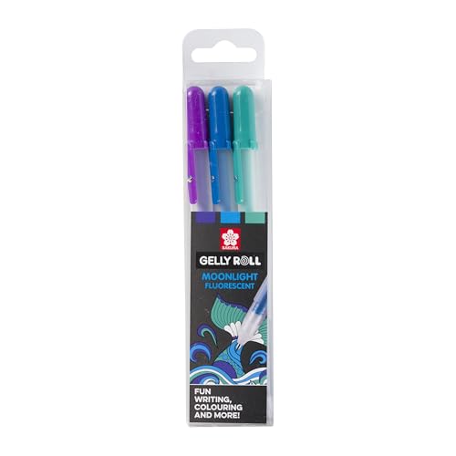 SAKURA Gelly Roll Moonlight-Gelstifte Set - Ozeanfarben - 3er-Pack - Leuchtendes Purpur, Blau, Grün - Deckende Tinte - Geeignet für helles und dunkles Papier SAKURA Gelly Roll Moonlight-Gelstifte Set - Ozeanfarben - 3er-Pack - Leuchtendes Purpur, Blau, Grün - Deckende Tinte - Geeignet für helles und dunkles Papier von SAKURA