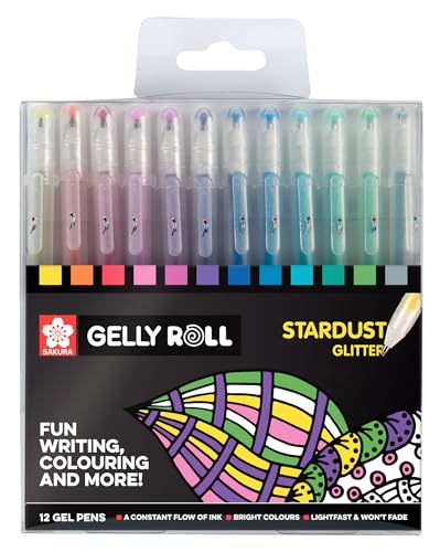 SAKURA Gelly Roll Stardust Glitzer-Gelstifte im 12er-Set, verschiedene glitzernde Farben | Stifte zum Schreiben, Zeichnen, Tagebuch führen und Basteln SAKURA Gelly Roll Stardust Glitzer-Gelstifte im 12er-Set, verschiedene glitzernde Farben | Stifte zum Schreiben, Zeichnen, Tagebuch führen und Basteln von SAKURA