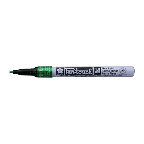 SAKURA Pen-Touch Fine Grün Marker - schreibt auf verschiedenen Oberflächen - für Industrie und Handwerk - Aluminiumgehäuse - 1 mm Feder - Pigmenttinte auf Lösungsmittelbasis von SAKURA