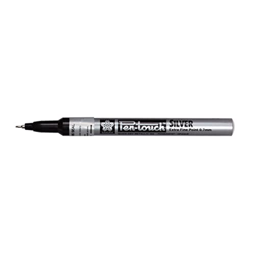 SAKURA Permanent-Marker Pen-Touch Extra Fein, silber, Sie erhalten 1 Packung von SAKURA
