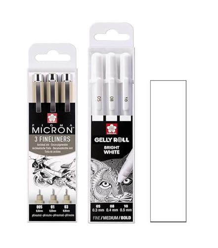 SAKURA Pigma Micron -005.01.03 Gelly Roll 3 Kugelschreiber, Bright White, Größe 05/08/10, Made in Japan von SAKURA