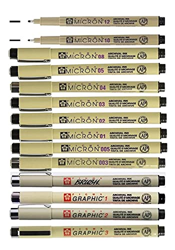 SAKURA Pigma Micron 14 Fineliner schwarz 003,005,01,02,03,04,05,08,10,12,1 mm, 2,0 mm, 3,0 mm, Pinsel SAKURA Pigma Micron 14 Fineliner schwarz 003,005,01,02,03,04,05,08,10,12,1 mm, 2,0 mm, 3,0 mm, Pinsel von SAKURA