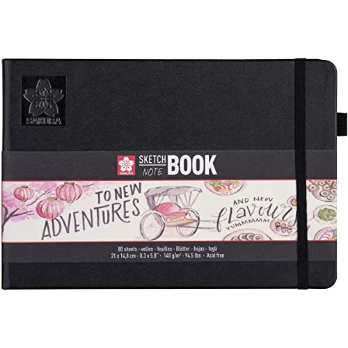 Sakura Skizzenbuch Schwarz | 21 x 14,8 cm, 140 g, 80 Blatt | Hardcover Skizzenbuch für Bleistift, Pastell, Tinte, Gouache Sakura Skizzenbuch Schwarz | 21 x 14,8 cm, 140 g, 80 Blatt | Hardcover Skizzenbuch für Bleistift, Pastell, Tinte, Gouache von SAKURA
