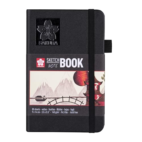 Sakura Skizzenbuch Schwarz | 9 x 14 cm, 140 g, 80 Blatt | Hardcover Skizzenbuch für Bleistift, Pastell, Tinte, Gouache Sakura Skizzenbuch Schwarz | 9 x 14 cm, 140 g, 80 Blatt | Hardcover Skizzenbuch für Bleistift, Pastell, Tinte, Gouache von SAKURA