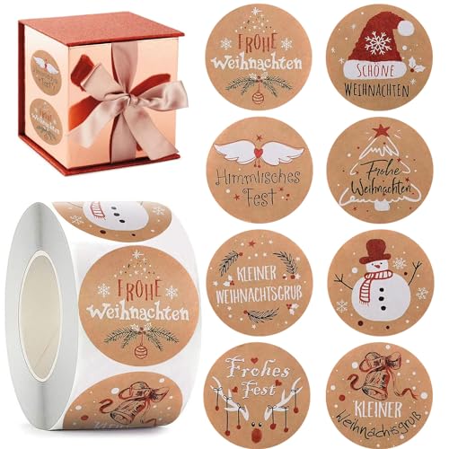 500 Stück Aufkleber Weihnachten, Weihnachtsaufkleber Selbstklebend, Etiketten Selbstklebend, 1 Rollen Kraftpapier Optik Weihnachtsaufkleber, für Weihnachtskarten 500 Stück Aufkleber Weihnachten, Weihnachtsaufkleber Selbstklebend, Etiketten Selbstklebend, 1 Rollen Kraftpapier Optik Weihnachtsaufkleber, für Weihnachtskarten von SALADOCY