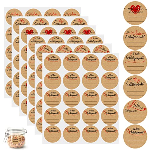 600 Stück 3.8cm Etiketten Selbstklebend, Kraftpapier Marmeladen Etiketten Rund, Aufkleber zum Beschriften für Backen Geschenktüten, Flaschen, Briefumschlag von SALADOCY