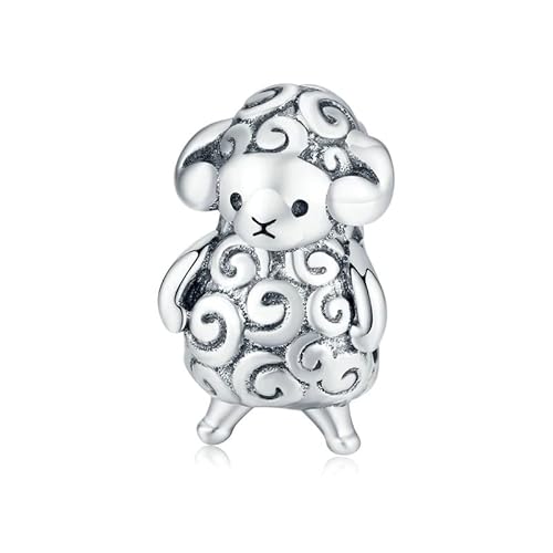 925 Sterling Silber Baby Schaf Tier Metallperlen Für Die Schmuckherstellung Silber Charm Passend Für Original-armbänder von SALAN