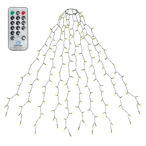 SALCAR 1,5m Christbaumbeleuchtung mit Ring und 10 Girlanden, 250er LED Überwurf Lichterkette mit Fernbedienung, Wasserdicht Lichterkette Weihnachtsbaum für 90cm bis 150cm Tannenbaum, Warmweiß SALCAR 1,5m Christbaumbeleuchtung mit Ring und 10 Girlanden, 250er LED Überwurf Lichterkette mit Fernbedienung, Wasserdicht Lichterkette Weihnachtsbaum für 90cm bis 150cm Tannenbaum, Warmweiß von SALCAR