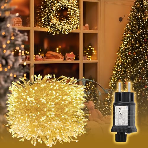 SALCAR 10m 400er LED Cluster Lichterkette aus Kupferdraht, Wasserdicht Weihnachtslichterkette mit 8 Modi, Timer und Memory, für Außen Innen Garten Weihnachtsbaum Hochzeit, Warmweiß SALCAR 10m 400er LED Cluster Lichterkette aus Kupferdraht, Wasserdicht Weihnachtslichterkette mit 8 Modi, Timer und Memory, für Außen Innen Garten Weihnachtsbaum Hochzeit, Warmweiß von SALCAR