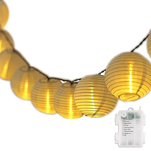 SALCAR 10m Lampion LED Lichterketten Batteriebetriebene, 40er LED Laternen Lichterkette Auße Beleuchtung für Garten, Terrasse, Hof, Haus - Warm SALCAR 10m Lampion LED Lichterketten Batteriebetriebene, 40er LED Laternen Lichterkette Auße Beleuchtung für Garten, Terrasse, Hof, Haus - Warm von SALCAR