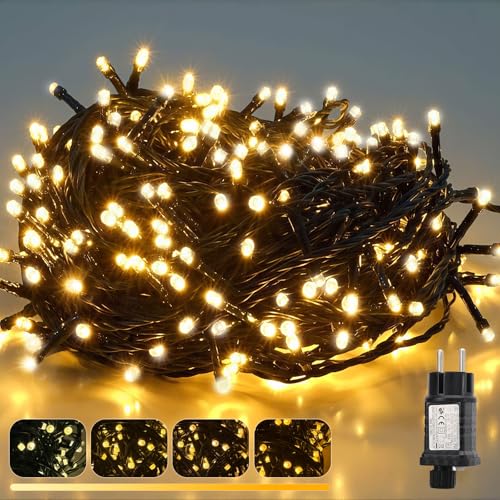 SALCAR 20m 300er LED Lichterkette Weihnachten, Wasserdicht Weihnachtsbeleuchtung Außen Innen mit 9 Modi, Warmweiß bis Gelb(2800K-1800K) Dimmbar Christbaumbeleuchtung für Garten, Balkon, Party von SALCAR