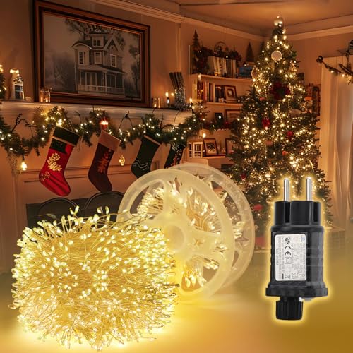 SALCAR 20m 800er LED Cluster Lichterkette aus Kupferdraht, Wasserdicht Weihnachtslichterkette mit 8 Modi, Timer und Memory, für Außen Innen Garten Weihnachtsbaum Hochzeit, Warmweiß SALCAR 20m 800er LED Cluster Lichterkette aus Kupferdraht, Wasserdicht Weihnachtslichterkette mit 8 Modi, Timer und Memory, für Außen Innen Garten Weihnachtsbaum Hochzeit, Warmweiß von SALCAR