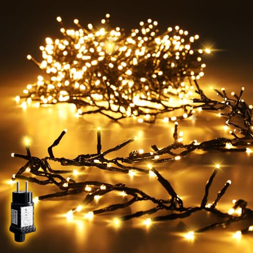 SALCAR 2m 200er LED Cluster Lichterkette Außen, Weihnachtslichterkette mit 8 Modi und Memory, Wasserdicht Christbaumbeleuchtung für Innen Außen Garten Weihnachtsbaum Hochzeit, Warmweiß SALCAR 2m 200er LED Cluster Lichterkette Außen, Weihnachtslichterkette mit 8 Modi und Memory, Wasserdicht Christbaumbeleuchtung für Innen Außen Garten Weihnachtsbaum Hochzeit, Warmweiß von SALCAR