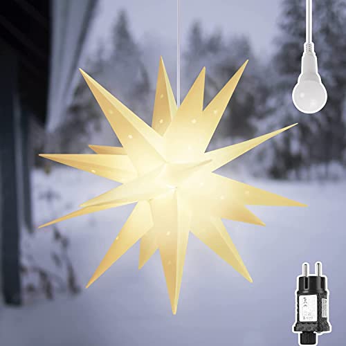 SALCAR 3D LED Leuchtstern Garten, 60cm XXL Weihnachtsstern Fenster Deko zum Aufhängen, Weiß Adventsstern inkl. warm LED Beleuchtung, LED Stern Beleuchtet SALCAR 3D LED Leuchtstern Garten, 60cm XXL Weihnachtsstern Fenster Deko zum Aufhängen, Weiß Adventsstern inkl. warm LED Beleuchtung, LED Stern Beleuchtet von SALCAR