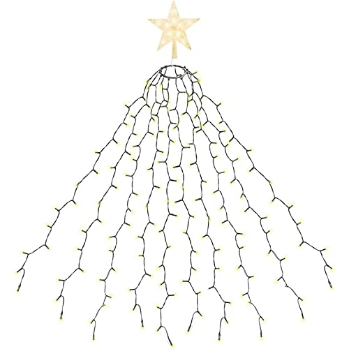 SALCAR 3m Christbaumbeleuchtung mit Ring, 10 Girlanden und Sternspitze, 360er LED Lichterkette Tannenbaum Christmas Tree Lights mit 8 Modi, Warmweiß SALCAR 3m Christbaumbeleuchtung mit Ring, 10 Girlanden und Sternspitze, 360er LED Lichterkette Tannenbaum Christmas Tree Lights mit 8 Modi, Warmweiß von SALCAR