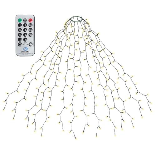 SALCAR 3m Christbaumbeleuchtung mit Ring und 14 Girlanden, 490er LED Überwurf Lichterkette mit Fernbedienung, Wasserdicht Lichterkette Weihnachtsbaum für 210cm bis 350cm Tannenbaum, Warmweiß SALCAR 3m Christbaumbeleuchtung mit Ring und 14 Girlanden, 490er LED Überwurf Lichterkette mit Fernbedienung, Wasserdicht Lichterkette Weihnachtsbaum für 210cm bis 350cm Tannenbaum, Warmweiß von SALCAR