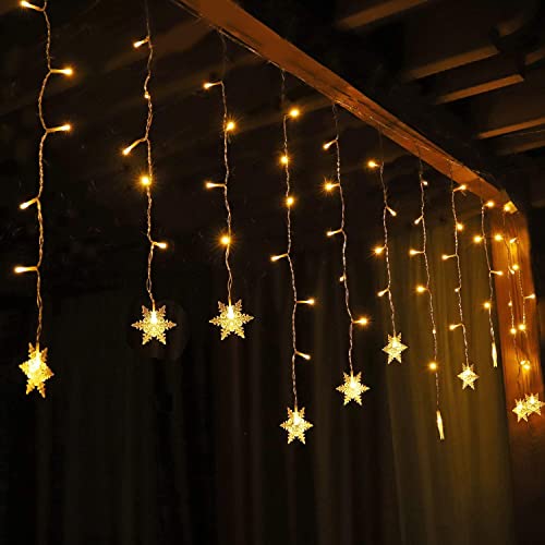 SALCAR 108er LED Schneeflocke Lichtervorhang Innen, 3M 18er Schneeflocken Lichterkette Außen, LED Weihnachtsdeko Fenster mit 9 Modi und Speicherfunktion, Warmweiß SALCAR 108er LED Schneeflocke Lichtervorhang Innen, 3M 18er Schneeflocken Lichterkette Außen, LED Weihnachtsdeko Fenster mit 9 Modi und Speicherfunktion, Warmweiß von SALCAR