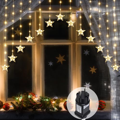 SALCAR 3m LED Sternen Lichtervorhang, 222 LED mit 16er Stern LED Lichterkette Sterne, Fenster Deko LED Stern mit timer, Weihnachtsbeleuchtung für Weihnachten Balkon Party Hochzeit - Warmweiß SALCAR 3m LED Sternen Lichtervorhang, 222 LED mit 16er Stern LED Lichterkette Sterne, Fenster Deko LED Stern mit timer, Weihnachtsbeleuchtung für Weihnachten Balkon Party Hochzeit - Warmweiß von SALCAR
