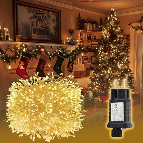 SALCAR 5m 200er LED Cluster Lichterkette aus Kupferdraht, Wasserdicht Weihnachtslichterkette mit 8 Modi, Timer und Memory, für Außen Innen Garten Weihnachtsbaum Hochzeit, Warmweiß SALCAR 5m 200er LED Cluster Lichterkette aus Kupferdraht, Wasserdicht Weihnachtslichterkette mit 8 Modi, Timer und Memory, für Außen Innen Garten Weihnachtsbaum Hochzeit, Warmweiß von SALCAR