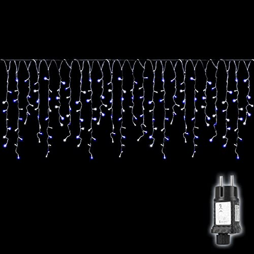 SALCAR 5m LED Eisregen Lichterkette Außen Innen, Lichtervorhang Fenster Weihnachten, Weihnachtsbeleuchtung Strom 31V mit 8 Beleuchtungsmodi und Memory-Funktion, Blau-Weiß SALCAR 5m LED Eisregen Lichterkette Außen Innen, Lichtervorhang Fenster Weihnachten, Weihnachtsbeleuchtung Strom 31V mit 8 Beleuchtungsmodi und Memory-Funktion, Blau-Weiß von SALCAR