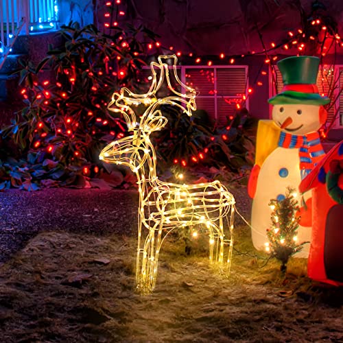 SALCAR 60cm LED Rentier Figur Beleuchtet Außen, Weihnachtsbeleuchtung Hirsch Deko Weihnachten, Weihnachtsdeko Figuren Elch Garten Outdoor, Warmweiß von SALCAR