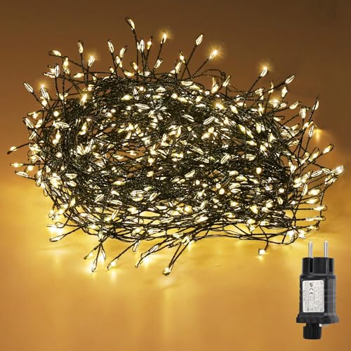 SALCAR LED Cluster Lichterkette Draht Weihnachtsbaum, 5m 200er LED Christbaumbeleuchtung mit 8 Modi, Timer und Memory, Wasserdicht Büschellichterkette für Außen Innen Garten Hochzeit, Warmweiß SALCAR LED Cluster Lichterkette Draht Weihnachtsbaum, 5m 200er LED Christbaumbeleuchtung mit 8 Modi, Timer und Memory, Wasserdicht Büschellichterkette für Außen Innen Garten Hochzeit, Warmweiß von SALCAR