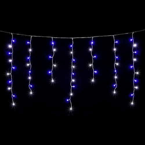 SALCAR LED Eisregen Lichterkette Außen 2m, 80er LED Lichtervorhang Innen Weihnachten mit 8 Beleuchtungsmodi und Memory-Funktion, Wasserdicht Weihnachtsbeleuchtung Außen für Pavillon Balkon, Blauweiß SALCAR LED Eisregen Lichterkette Außen 2m, 80er LED Lichtervorhang Innen Weihnachten mit 8 Beleuchtungsmodi und Memory-Funktion, Wasserdicht Weihnachtsbeleuchtung Außen für Pavillon Balkon, Blauweiß von SALCAR
