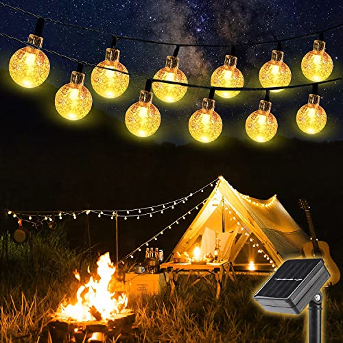 SALCAR Solar LED Lichterkette für Camping Vorzelt Außen, 5M 20 LEDs Kristall Kugeln Solar LED Deko für Garten, Bäume, Terrasse - Warm von SALCAR