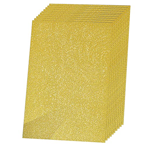 SALEMAR Glitzer-Gold-Kartonpapier, glitzernde Kartons für Cricut, langlebiges Glitzerpapier für die Erstellung von Urlaubsgrußkarten, Kuchenaufsätzen, Hochzeitsbasteln, 250 g/m², 10 Blatt (Gold) von SALEMAR