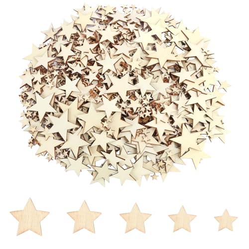 200 Stück Mini Weihnachten Holz Streudeko, Holzsterne Scheiben Weihnachtsdeko, Tischdeko Weihnachten, Mini Weihnachts Verschönerungen, für Handwerk Making DIY von SALGIA
