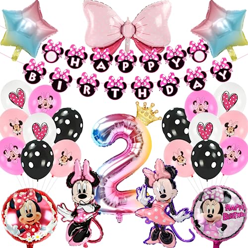 25 Stück Geburtstagsdeko Mädchen 2 Jahre,Folien Geburtstags Luftballons,Geburtstag Luftballons Mädchen,Happy Birthday Banner,für Geburtstag Party Deko von SALGIA