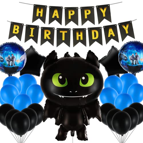 26 Stück Geburtstag Luftballons Junge,Cartoon Luftballons,Schwarz Folienballons,Luftballons Kindergeburtstag Deko,für Kinder Geburtstagsfeier Dekoration von SALGIA