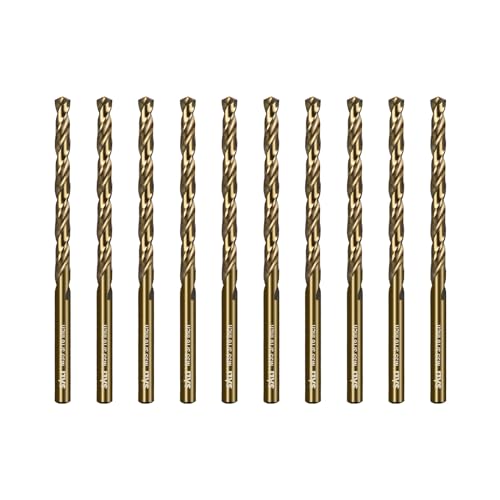 SALI 10 Stücke M35 HSS Cobalt Bohrer Set mit Spiralbohrer 4.8mm HSS-Co Stahlbohrer Eisenbohrer Metallbohrer Set für Holz, Metall, Kunststoff, Aluminium, Hartplastik, Edelstahl von SALI