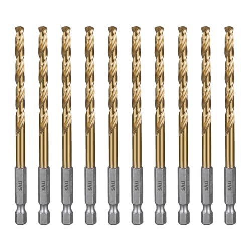 SALI 10 teiliges HSS Bohrerset Sechskantschaft Schnellbohrkronen Ø 5,5 mm Titan-beschichteter Bohrersatz Schnellwechsel 1/4"-Sechskantaufnahme Spiralbohrer Metallbohrer für Holz Kunststoff Aluminium SALI 10 teiliges HSS Bohrerset Sechskantschaft Schnellbohrkronen Ø 5,5 mm Titan-beschichteter Bohrersatz Schnellwechsel 1/4"-Sechskantaufnahme Spiralbohrer Metallbohrer für Holz Kunststoff Aluminium von SALI